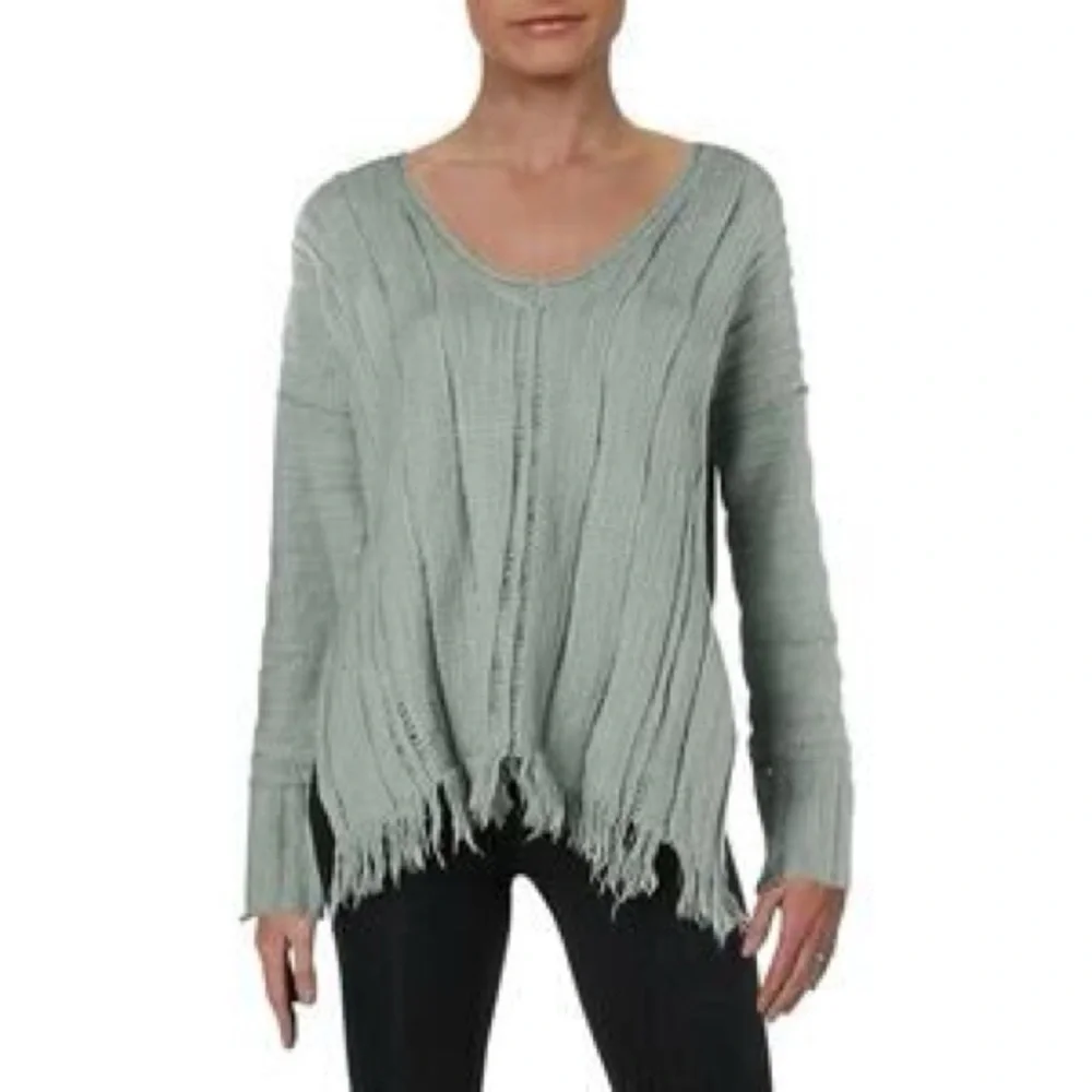 NWT Free People Fringe Trim Sweater- XS